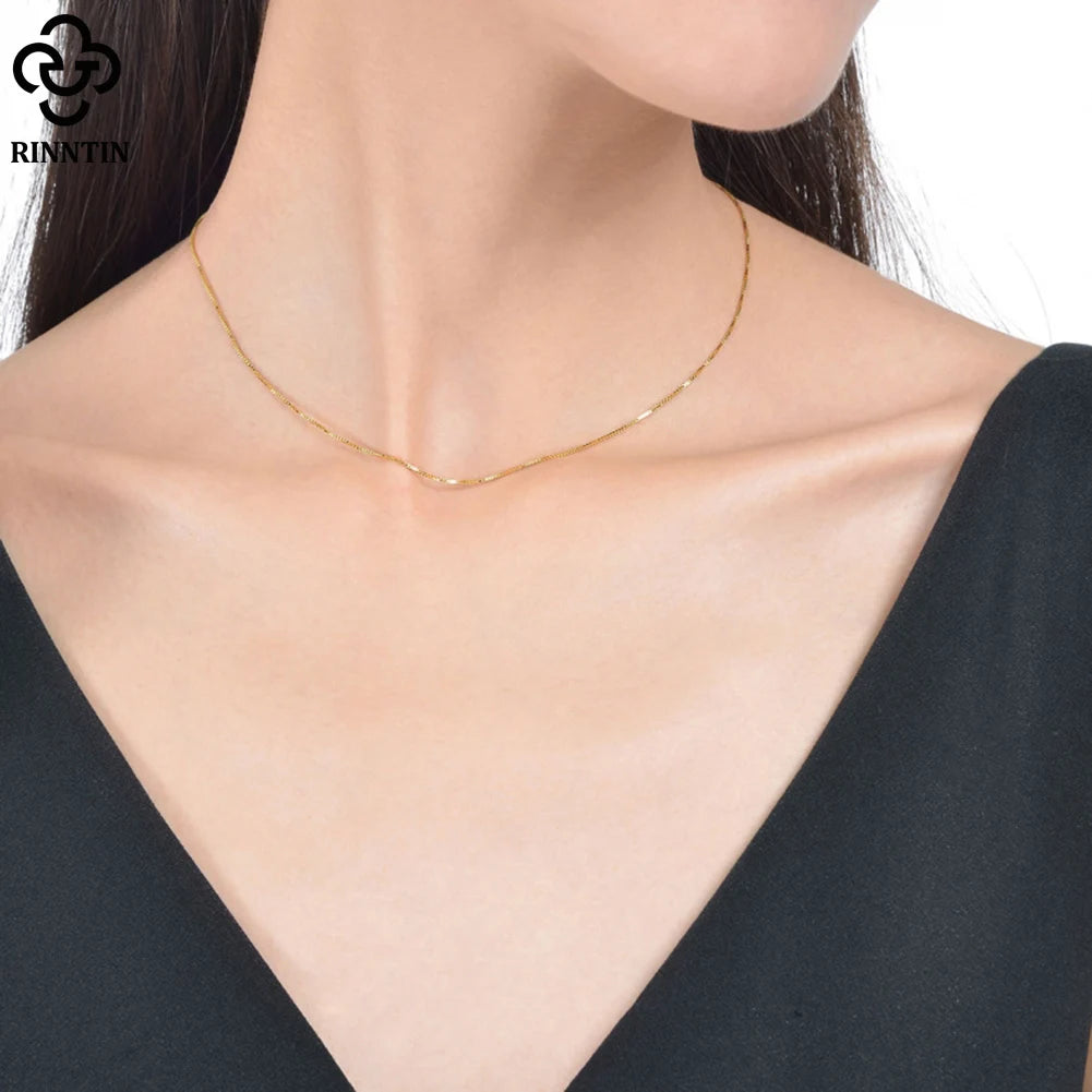 10K Solid Gold Diamond Cut Box Chain Necklace